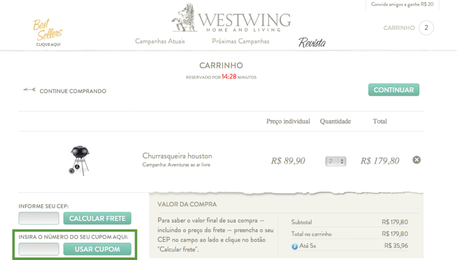 códigos de desconto Westwing