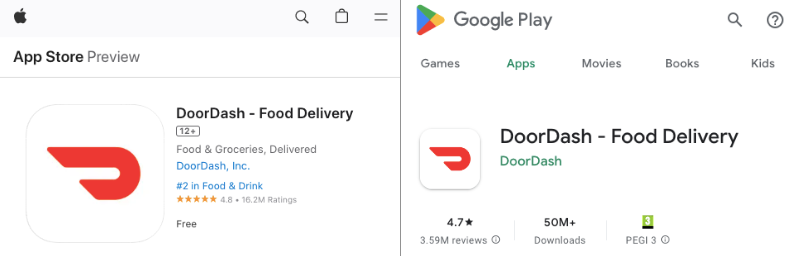 Doordash mobile apps reviews