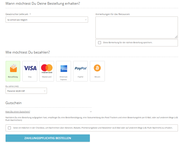 den TAKEAWAY Gutschein einlösen