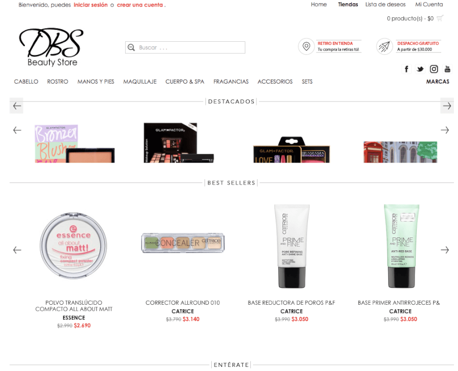 pagina de la tienda