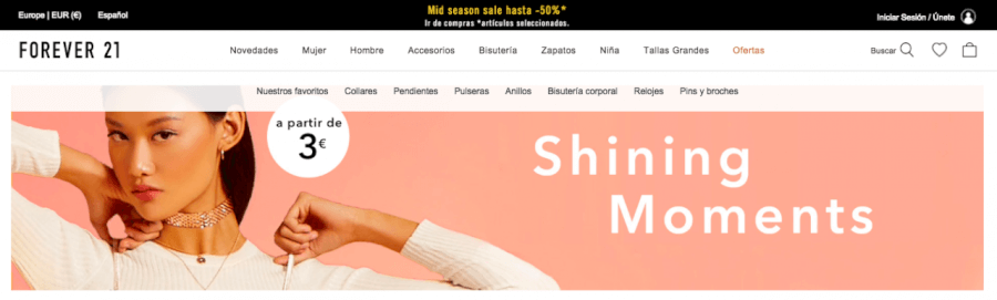 pagina home Forever 21