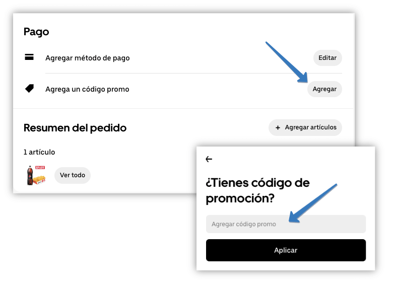 Dónde ingresar el cupón KFC en la página web de Uber Eats