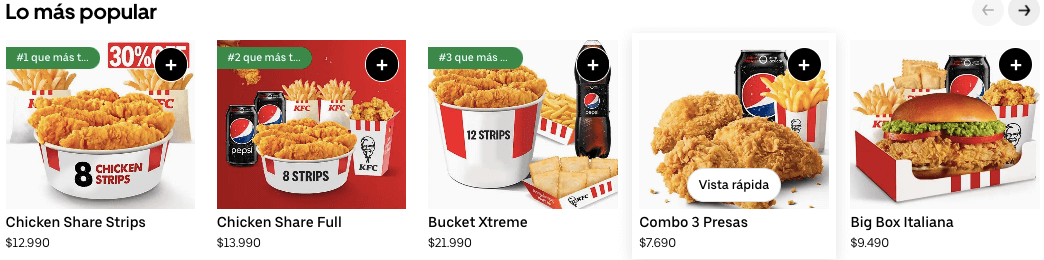 Los platos más populares en KFC Chile