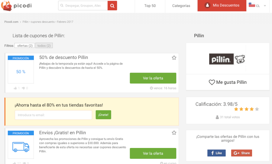 descuentos de pillin