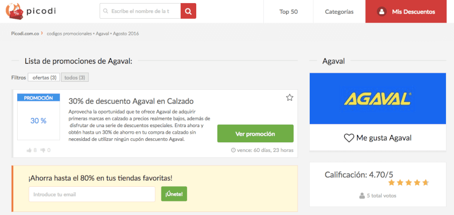 Código descuento Agaval