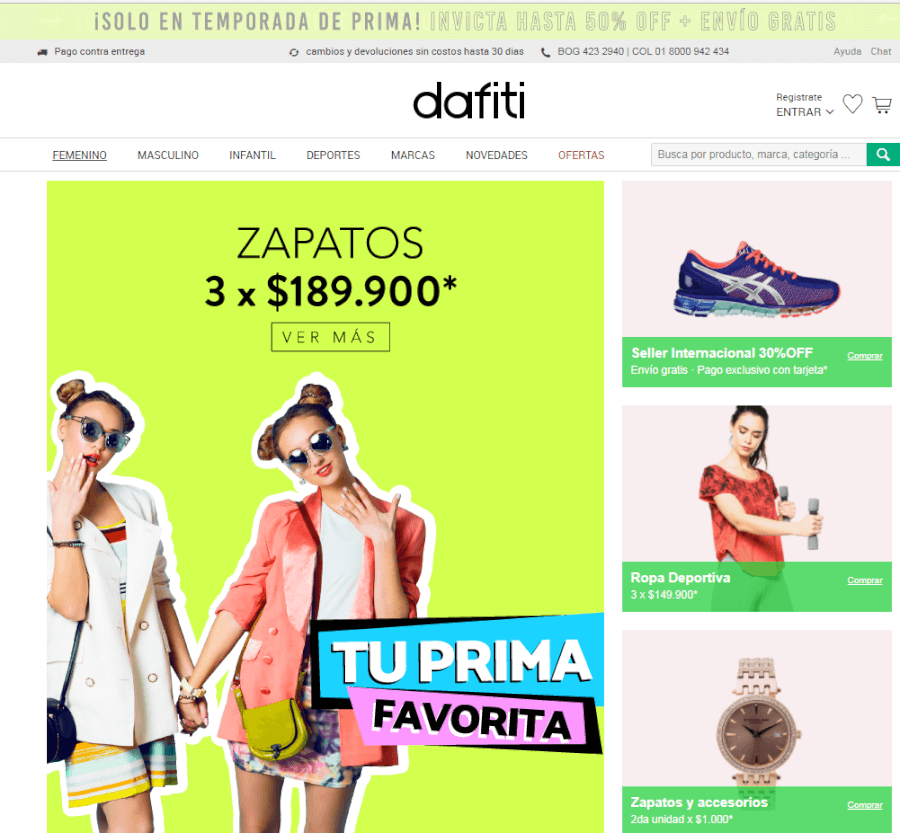 pagina de la tienda