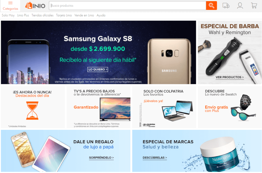 pagina principal de linio