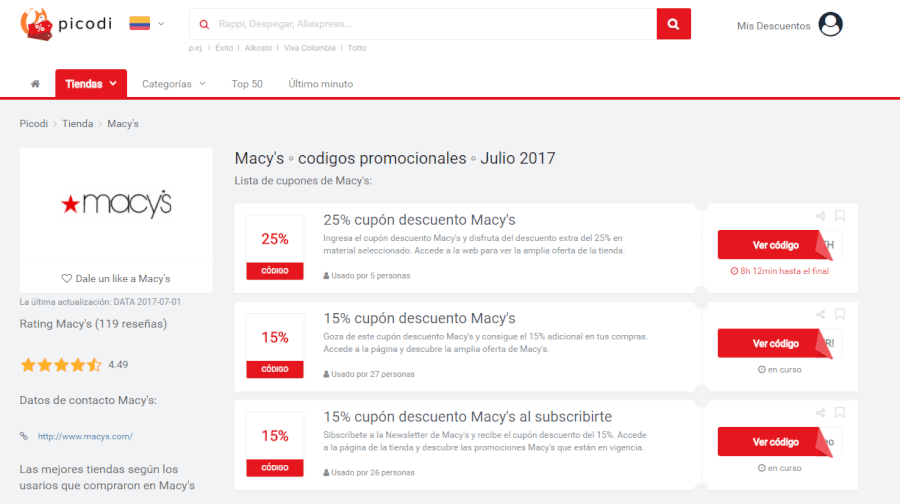 promociones y cupones Macys
