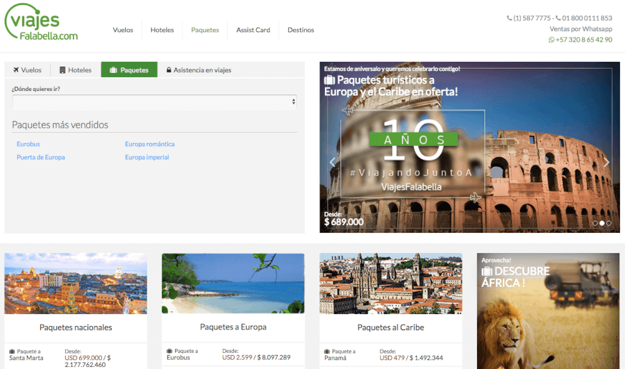 viajes falabella página