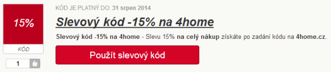 Slevový kód 15% na 4home Slevový kód 15% na 4home