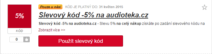 Výběr slevového kuponu audioteka.cz