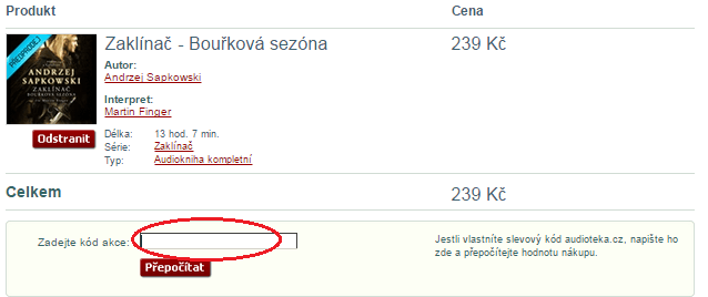 Uplatnění slevového kódu