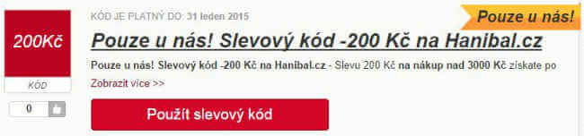 Slevový kód hanibal.cz Slevový kód hanibal.cz