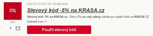 Slevový kód 5% krasa.cz Slevový kód 5% krasa.cz