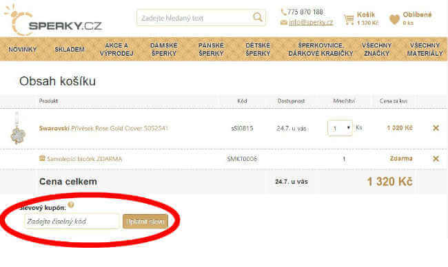 Jak uplatnit slevový kód na sperky.cz Jak uplatnit slevový kód na sperky.cz