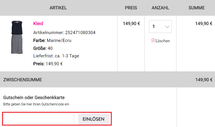 So verwenden Sie einen Rabattcode im Adler Shop