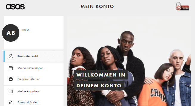 Das asos Kundenkonto