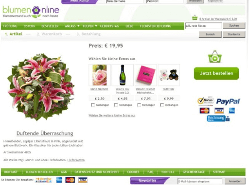 BlumenOnline Webseite