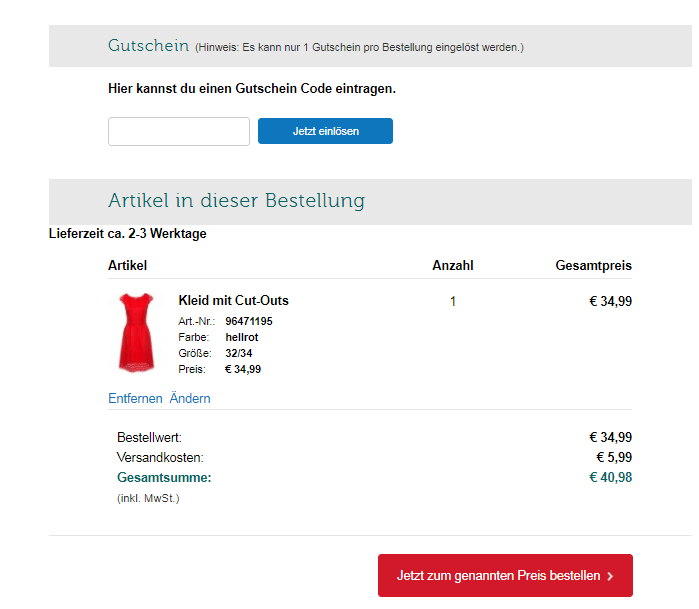 Gutschein bei Bonprix