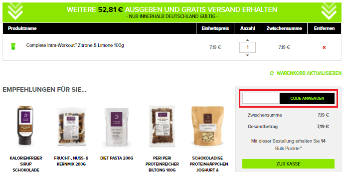 Gutschein bei BULK POWDERS