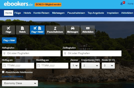 ebookers.de Suchleiste