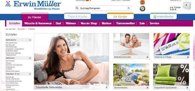 Produkte aus der Kategorie Schlafen bei ErwinMÜLLER