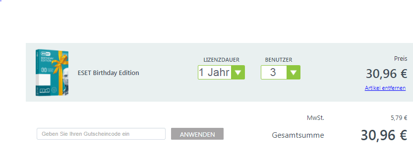 Gutschein bei ESET