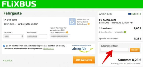 Einen Flusbus Gutschein einlösen