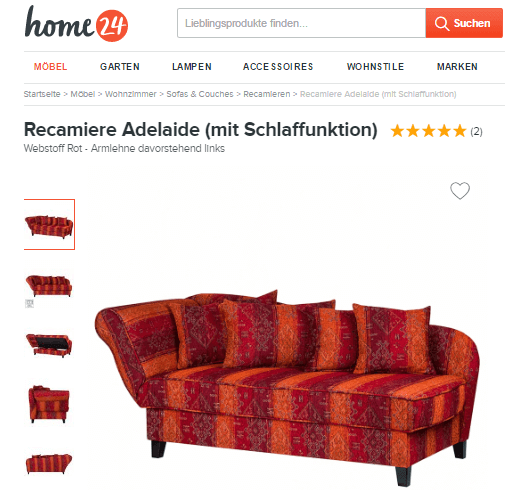 Ein Sofa bei home24
