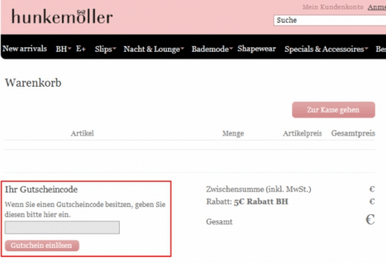 Hunkemmöller Gutschein