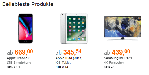 Beliebteste Produkte bei idealo