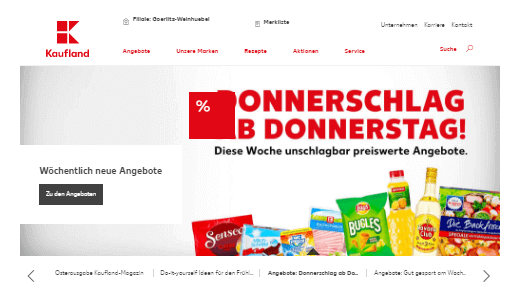 Die Kaufland Webseite