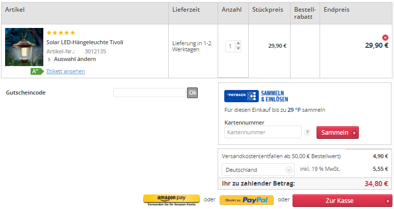 Gutschein bei Lampenwelt