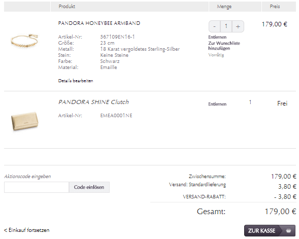 Einen Pandora Pandora Gutschein einlösen