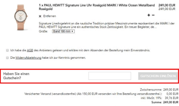 Gutschein bei Paul Hewitt