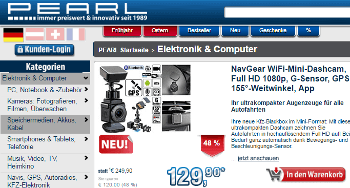 Die PEARL Hauptseite