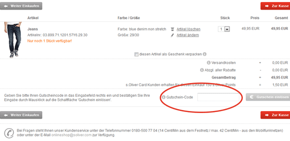Ein Beispiel s.Oliver Gutschein-Code