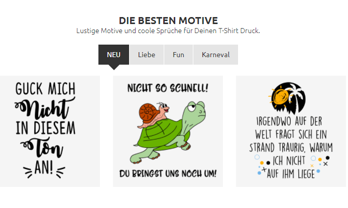 Die besten Motive bei Shirtinator