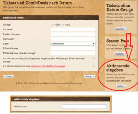 Aktionscode eingeben