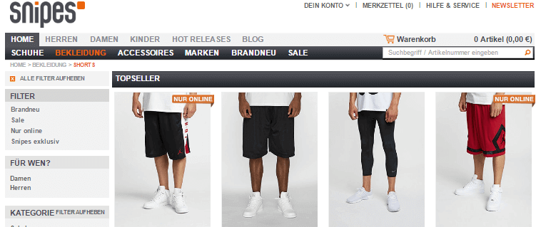 Hosen bei Snipes