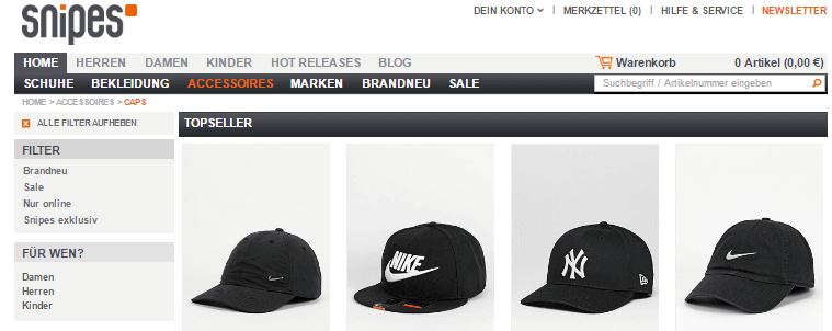 Mützen bei Snipes