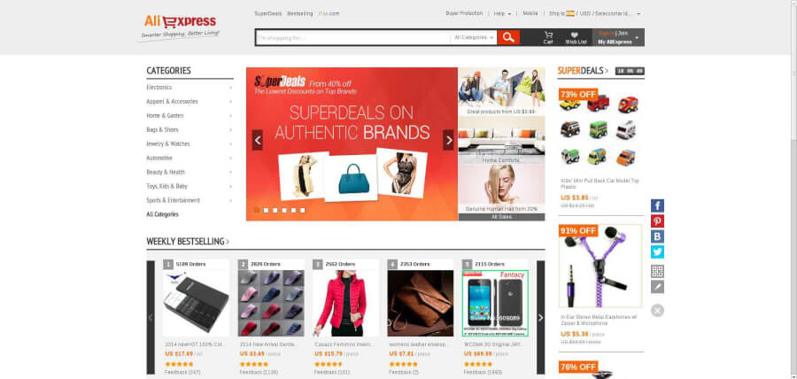 ejemplo de productos Aliexpress Inmensa variedad de productos con códigos promocionales Aliexpress