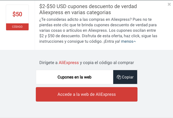 Código Descuento de Aliexpress Ejemplo de un Código Descuento Aliexpress