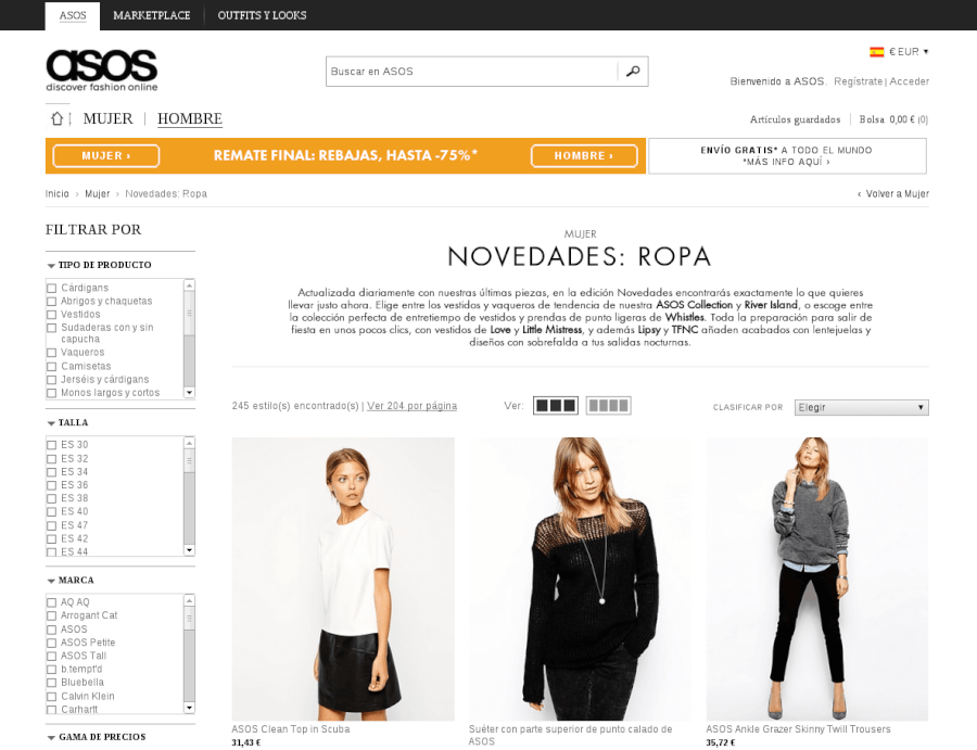 tienda de moda asos Codigos Promocionales Asos - Compra Ropa