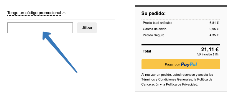 Dónde ingresar el código de descuento Autodoc en la página web