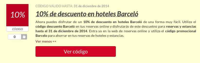 Código descuento Barceló Código Promocional Barceló Hoteles