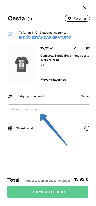 Dónde ingresar el código promocional Bershka en la página web