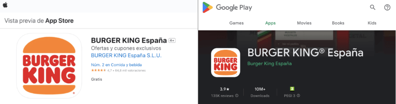 App de Burger King AppStore / Google Play