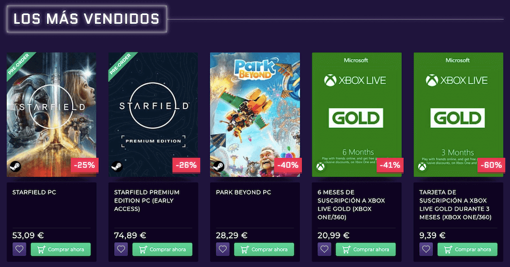 Los productos más vendidos en CDKeys