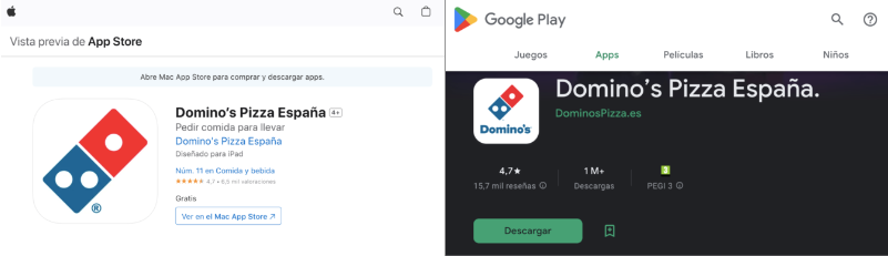 App de Domino’s Google Play / App Store